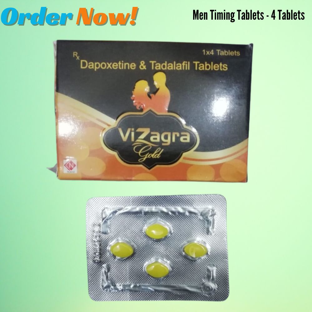Vizagra Gold Tablets - Tadalafil 20mg & Dapoxetine 60mg | Indian Medicine( Pack of 4 T.A.B.L.E.T.S )